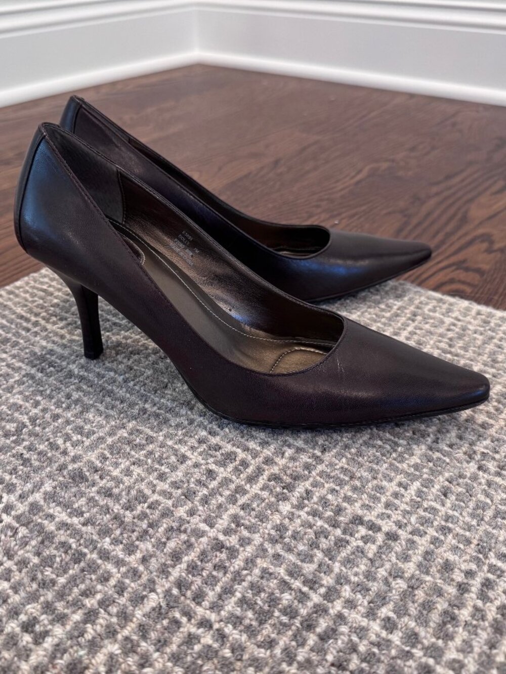 Calvin Klein Dark Brown/Espresso Leather Dolly Pointed Toe Pumps 7/7.5